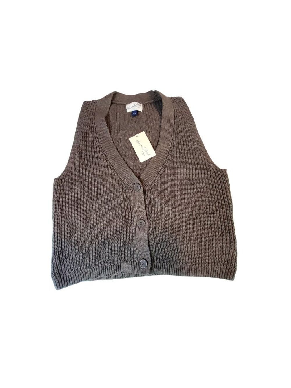 Universal Thread Womens Brown Ribbed Knit Button-Up Sweater Vest Size L